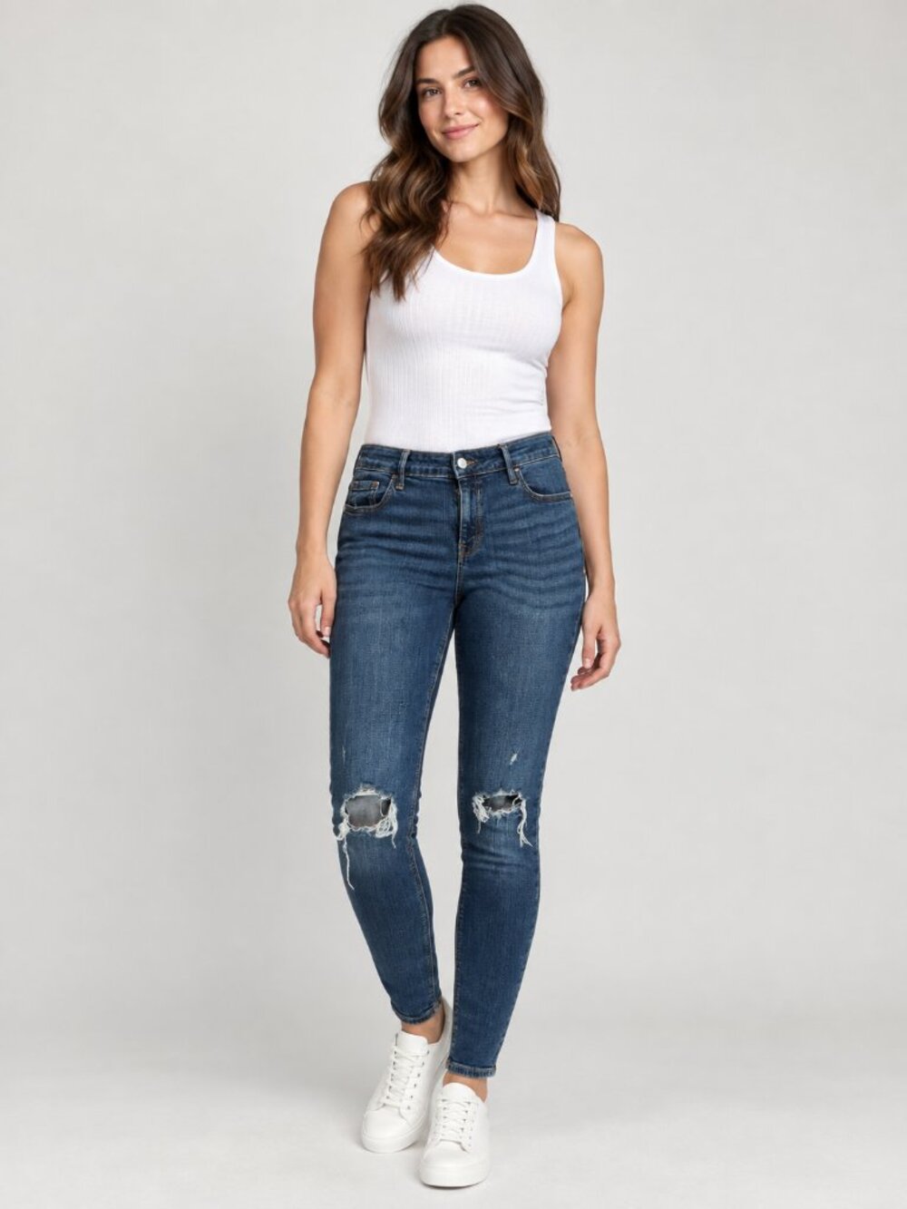 Old Navy Rockstar Super Skinny Jeans 10 Long Distressed Stretch Denim